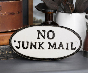 No Junk Mail Cast Iron Sign